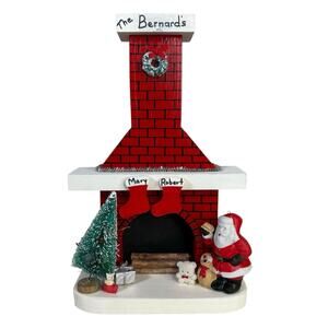 Personalized Christmas Fireplace Mantel Decor Santa Stockings Tree Wood Display
